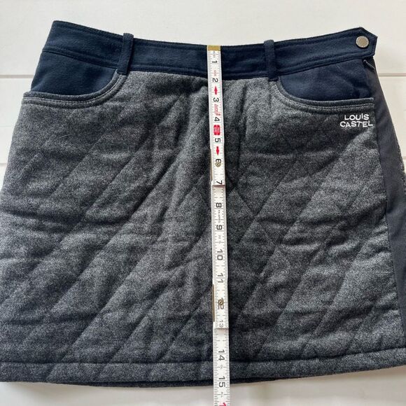 Louis Castel quilted gray wool blend mini golf skirt with built in shorts 6 - Picture 7 of 9